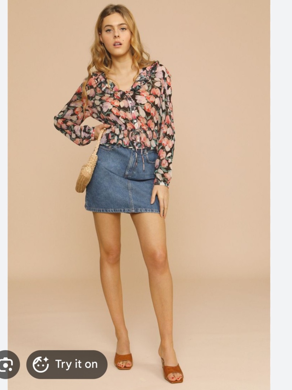 Rouje Zola Floral Sheer Blouse in Black, Pink, Purple & Green